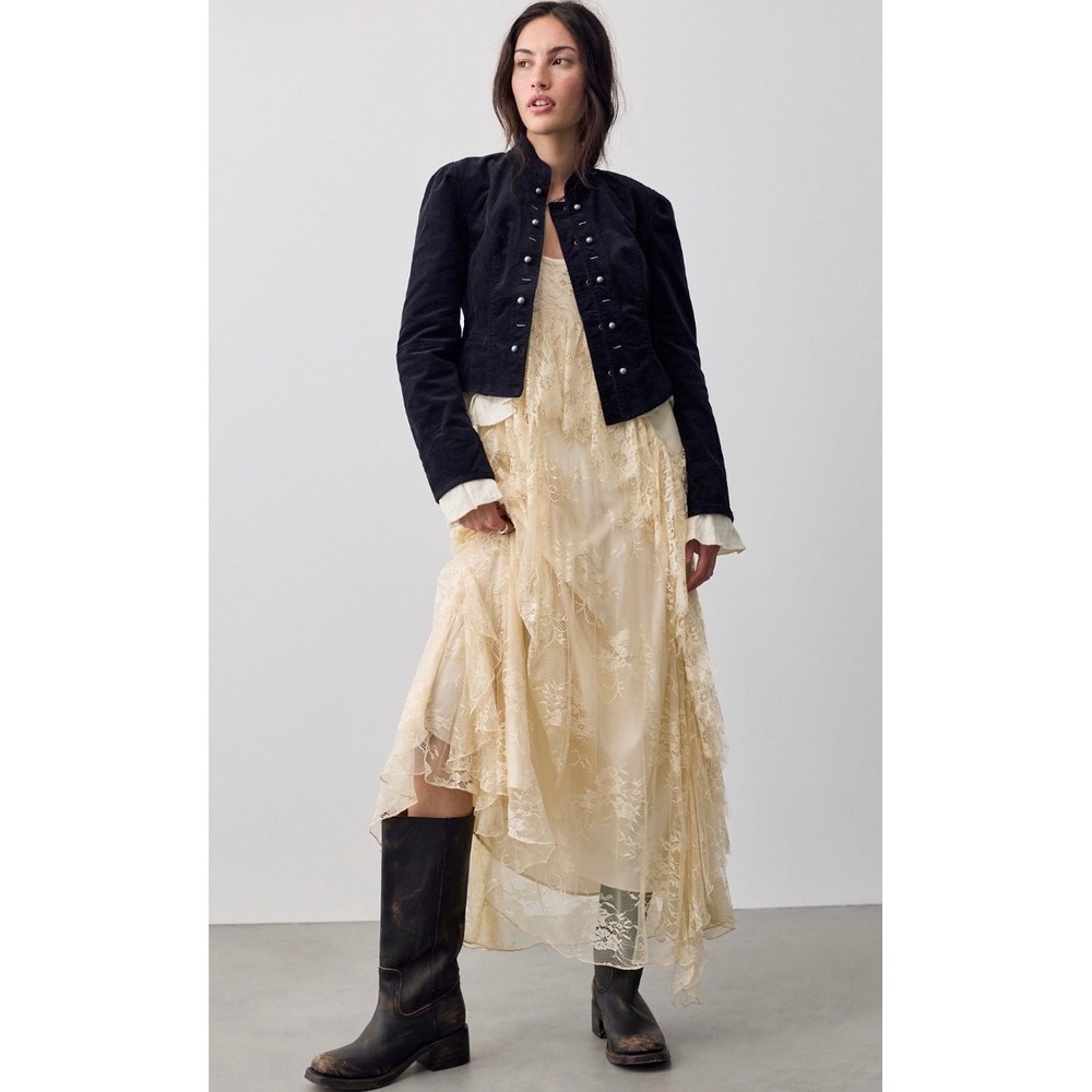 Free People Military Corduroy Jacket Cloud Nine Band Jacket Cropped Blazer